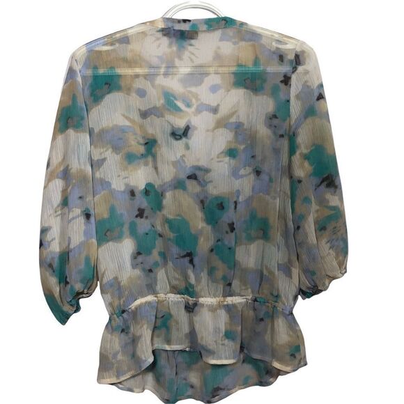 A.N.A. Semi Sheer Blouse with Cinched Waist - Picture 2 of 16